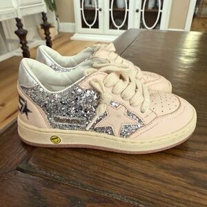 Golden Goose GGDB Kids Ballstar Pink Glitter Sneakers Star Size 9 US 26 EU